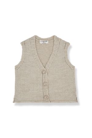 Beige cotton-linen blend vest 1+IN THE FAMILY KIDS | GINOBEIGE